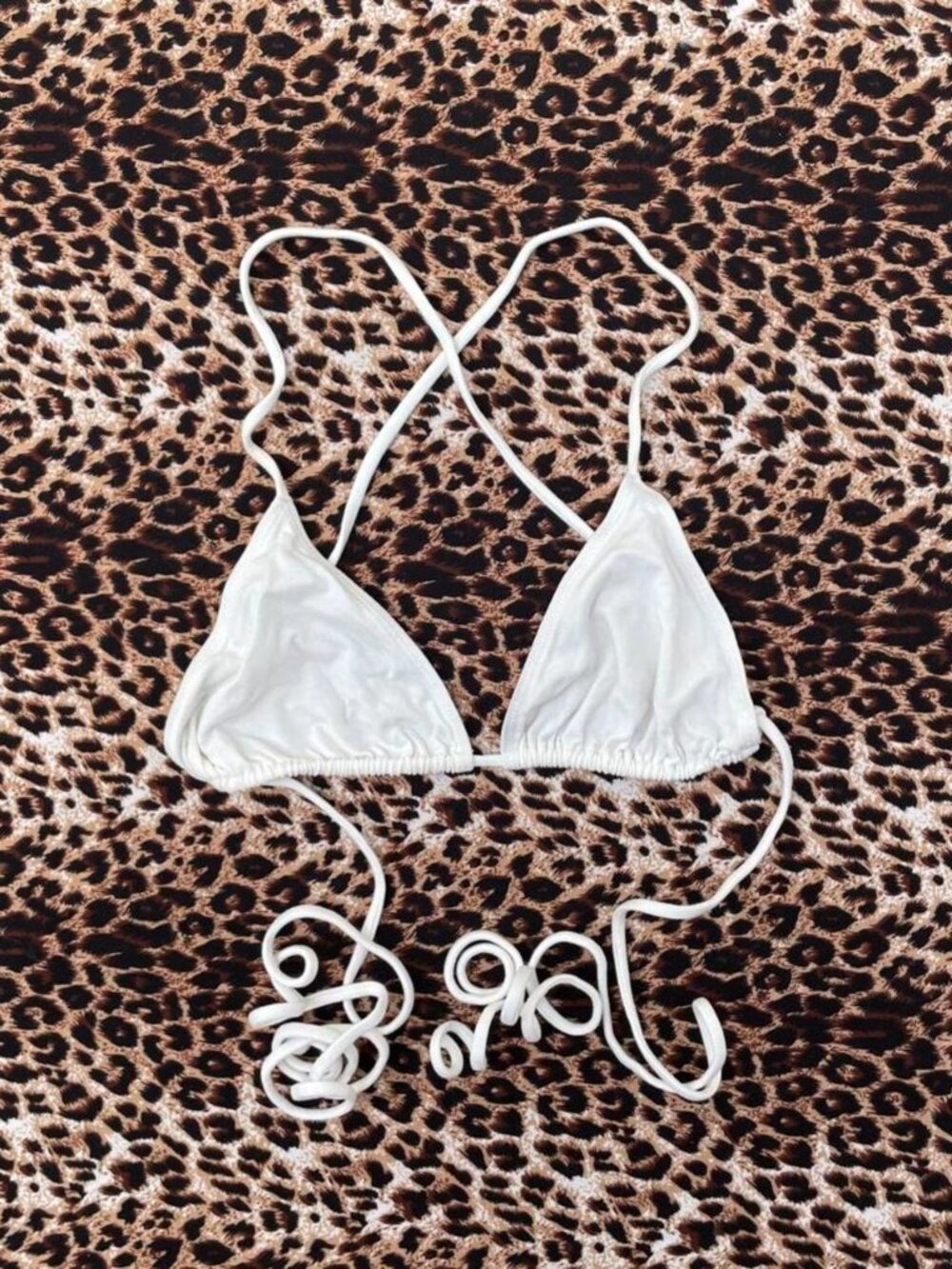 y2k white triangle string bikini top